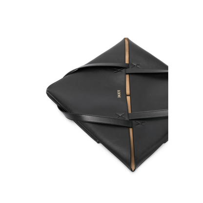 Puzzle Fold XL Shiny Calfskin Tote - Black - Image 3