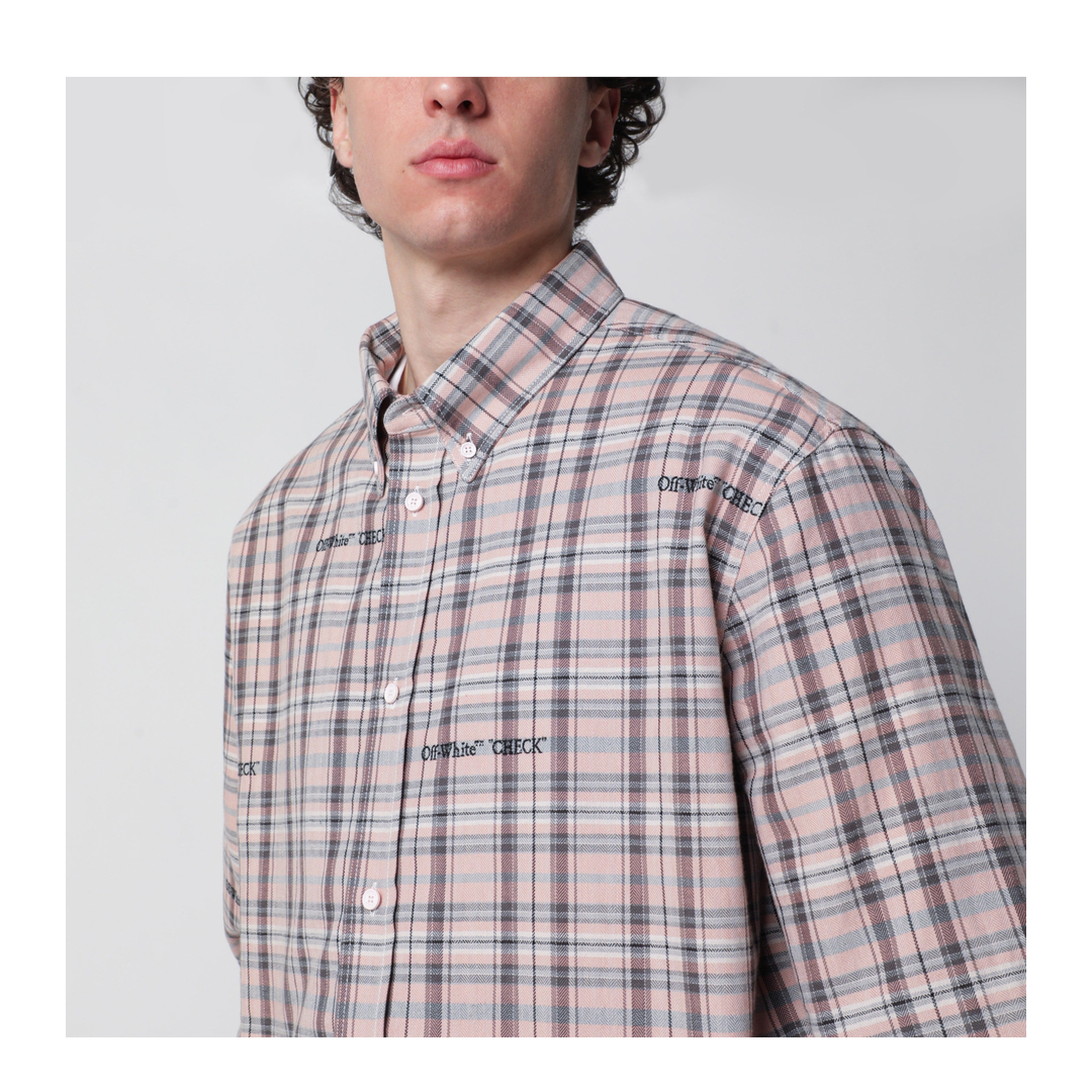 Pink Check-Pattern Shirt with Logos - Image 2