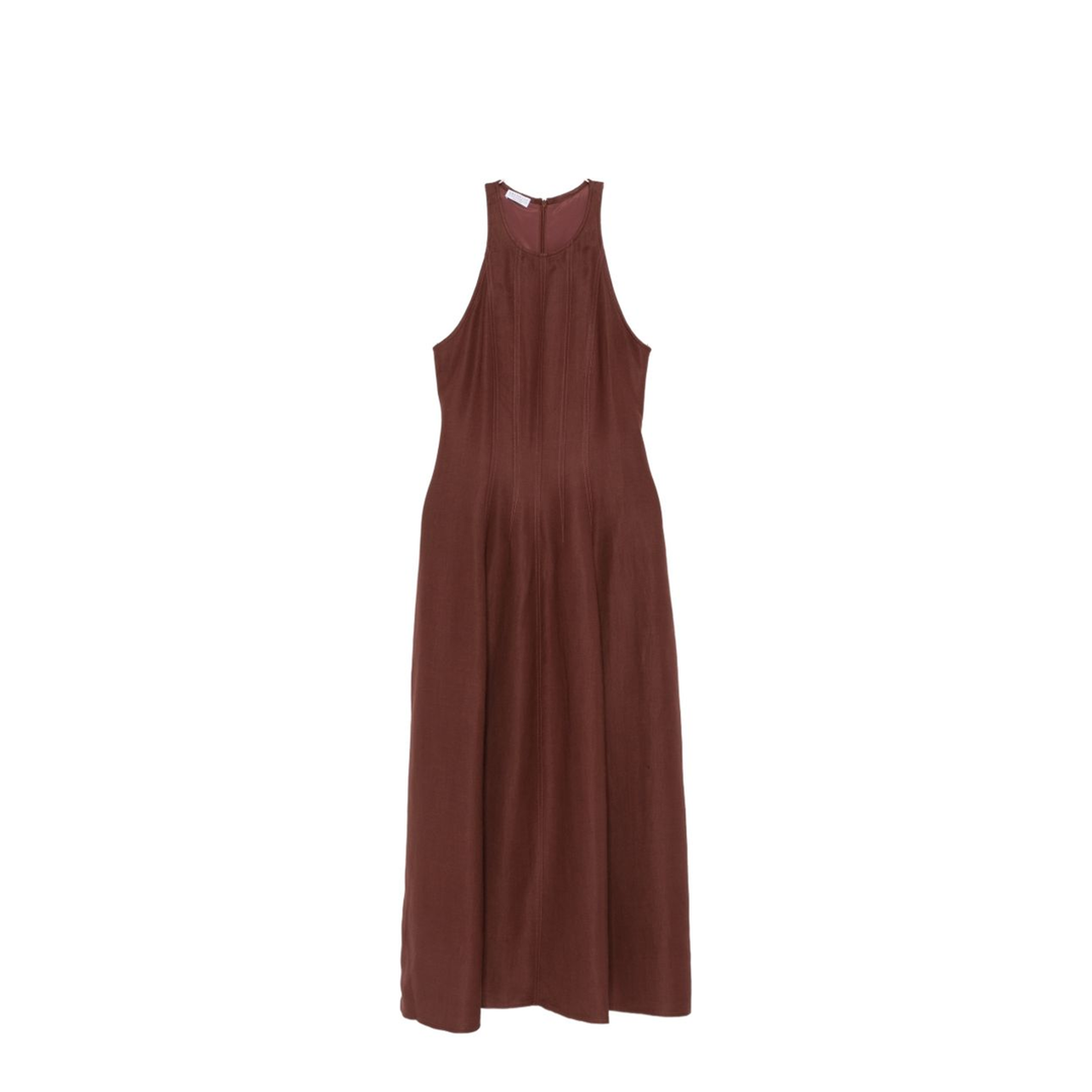 Sleeveless Panelled Midi Dress Brown - Image 1