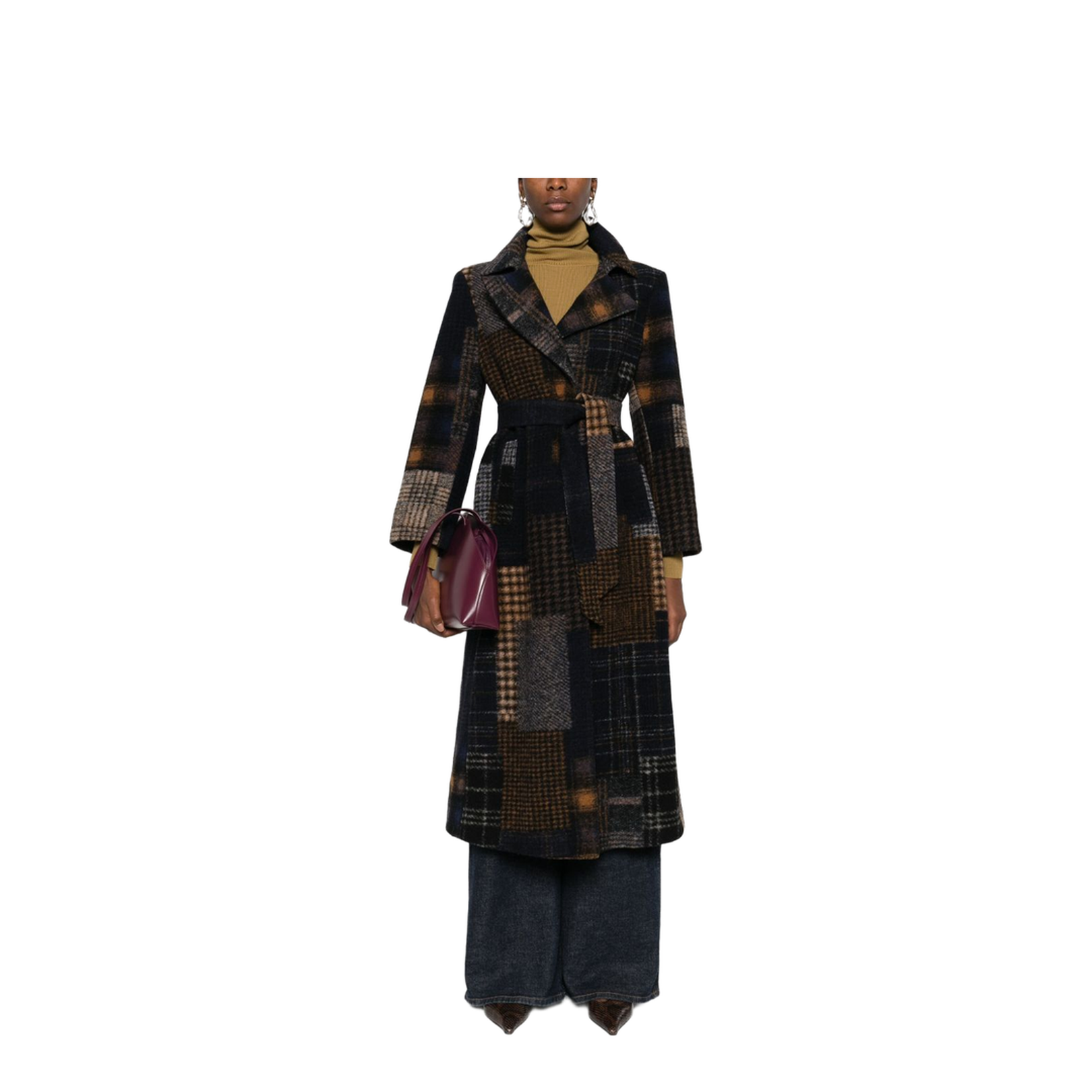 Patchwork Design Wool Coat - Image 2