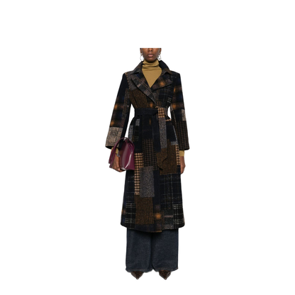 Patchwork Design Wool Coat - Image 2