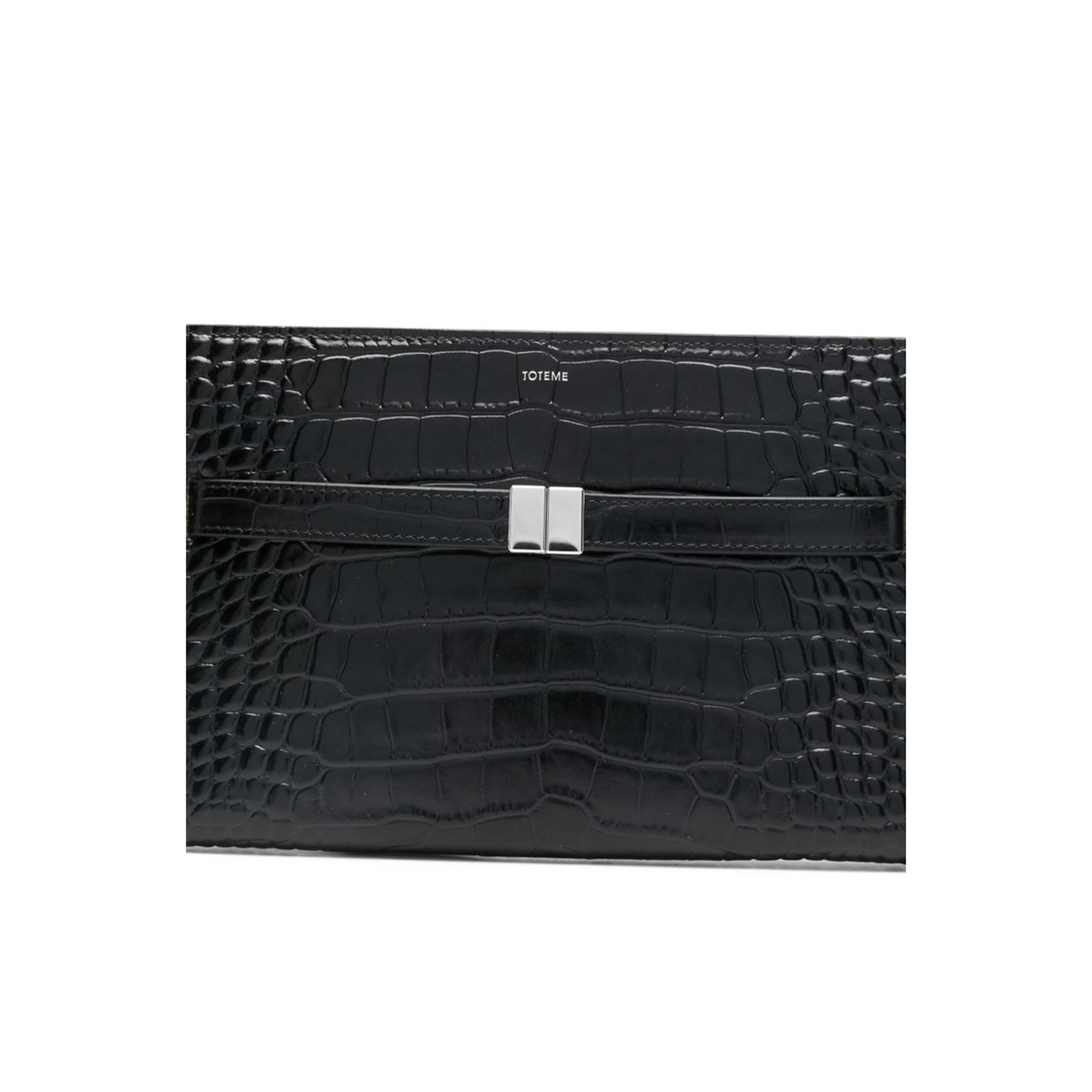 Croco-Embossed Leather Mini Crossbody Bag - Black - Image 5