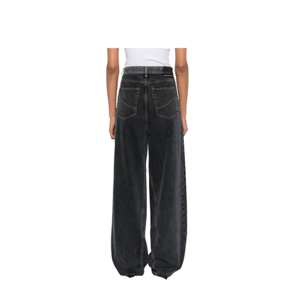 Two-Tone Black Wide-Leg Denim Jeans - Image 4