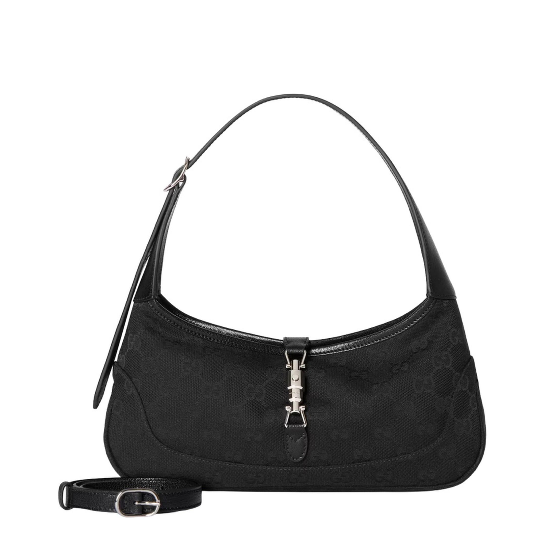 Jackie Slim Medium Canvas Shoulder Bag - Black - Image 3