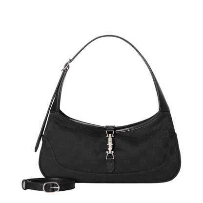 Jackie Slim Medium Canvas Shoulder Bag - Black - Image 3
