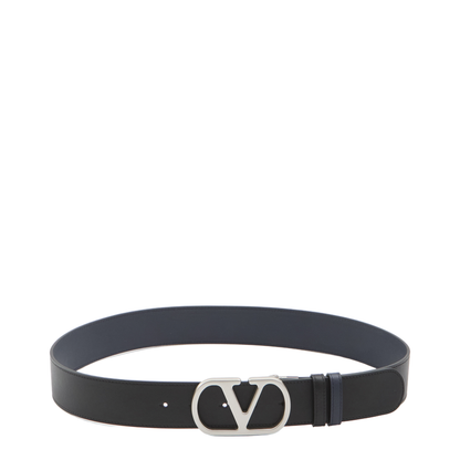 Black Belt with VLogo Buckle in Leather - Image 1