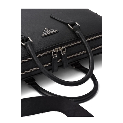 Saffiano Leather Briefcase Black - Image 5