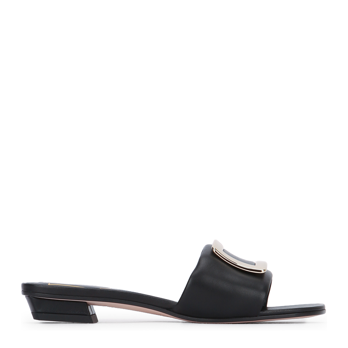 Square Buckle Leather Slides - Image 1