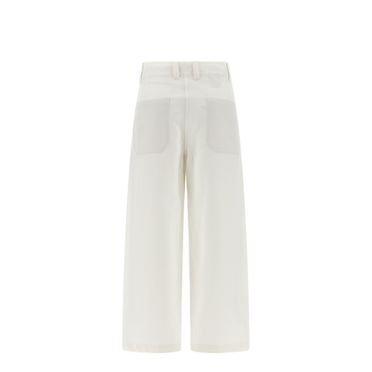 Crop Chino Trousers in Cotton and Linen Gabardine - Image 5