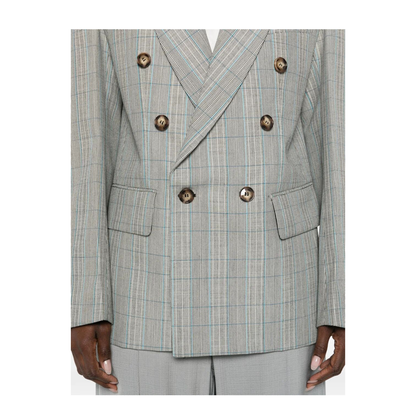 Check Wool Double-Breasted Tailored Jacket - Image 5
