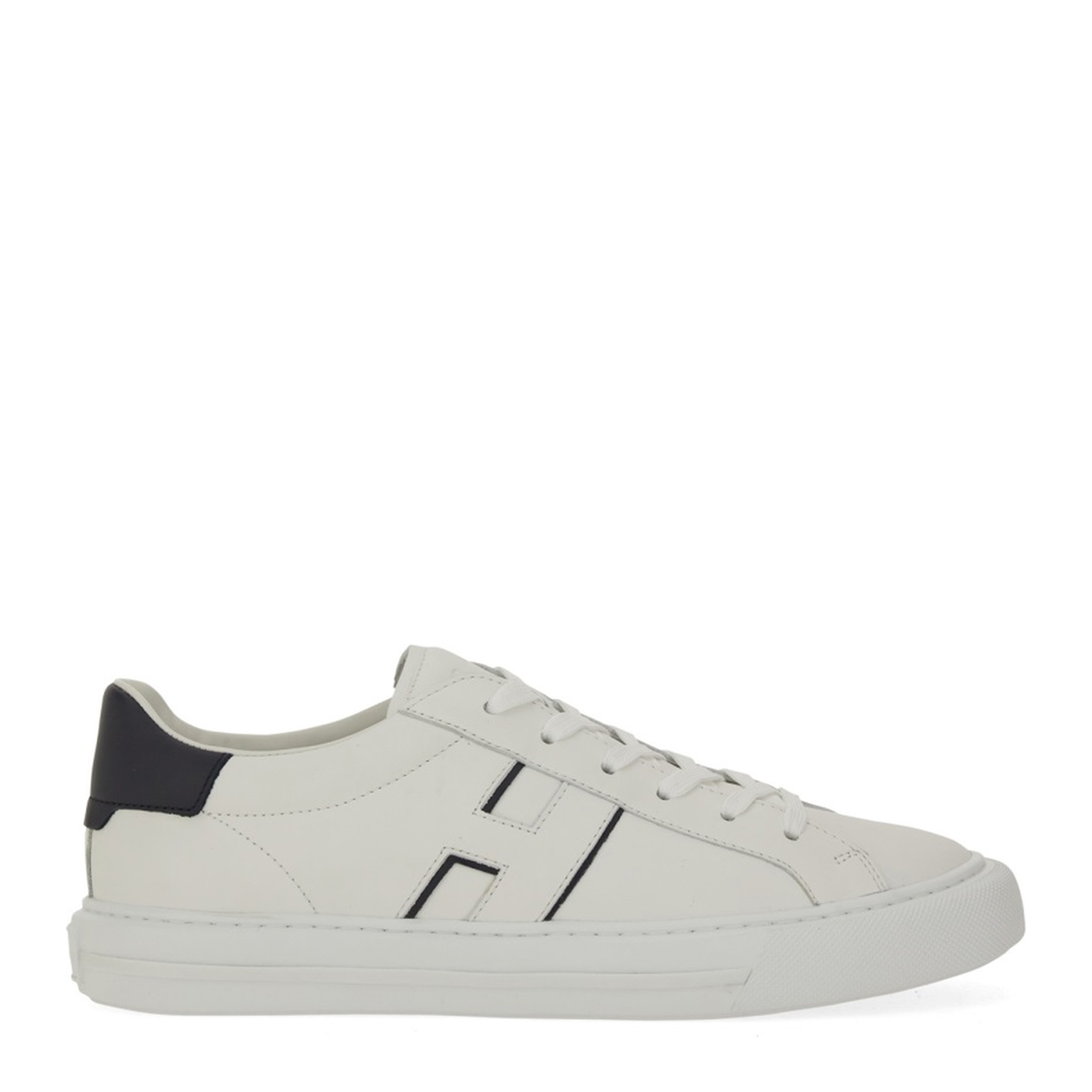 White Logo Design Flat Rubber Sole Lace-Up Closure - Image 1