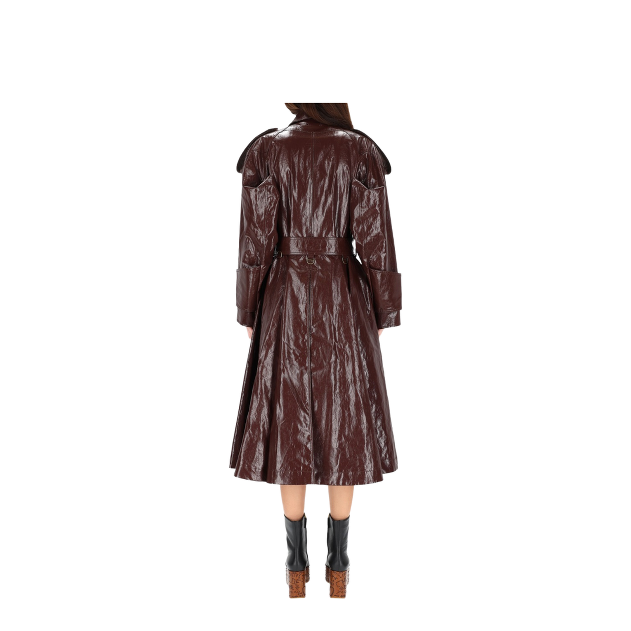 Dark Purple Leather Trench Coat - Image 3