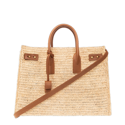 SAC DE JOUR SUPPLE IN RAFFIA AND LEATHER-MEDIUM - Image 2