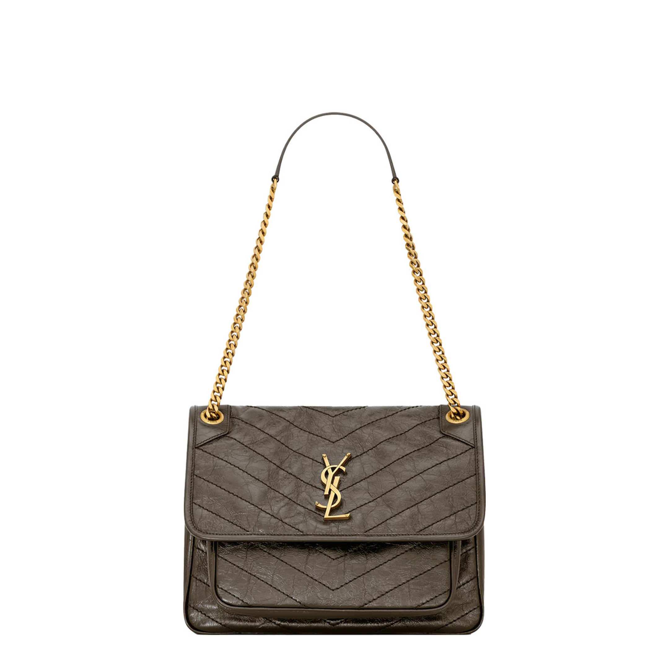 Niki Medium Calf Leather Shoulder Bag - Black - Image 1