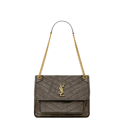 Niki Medium Calf Leather Shoulder Bag - Black - Image 1