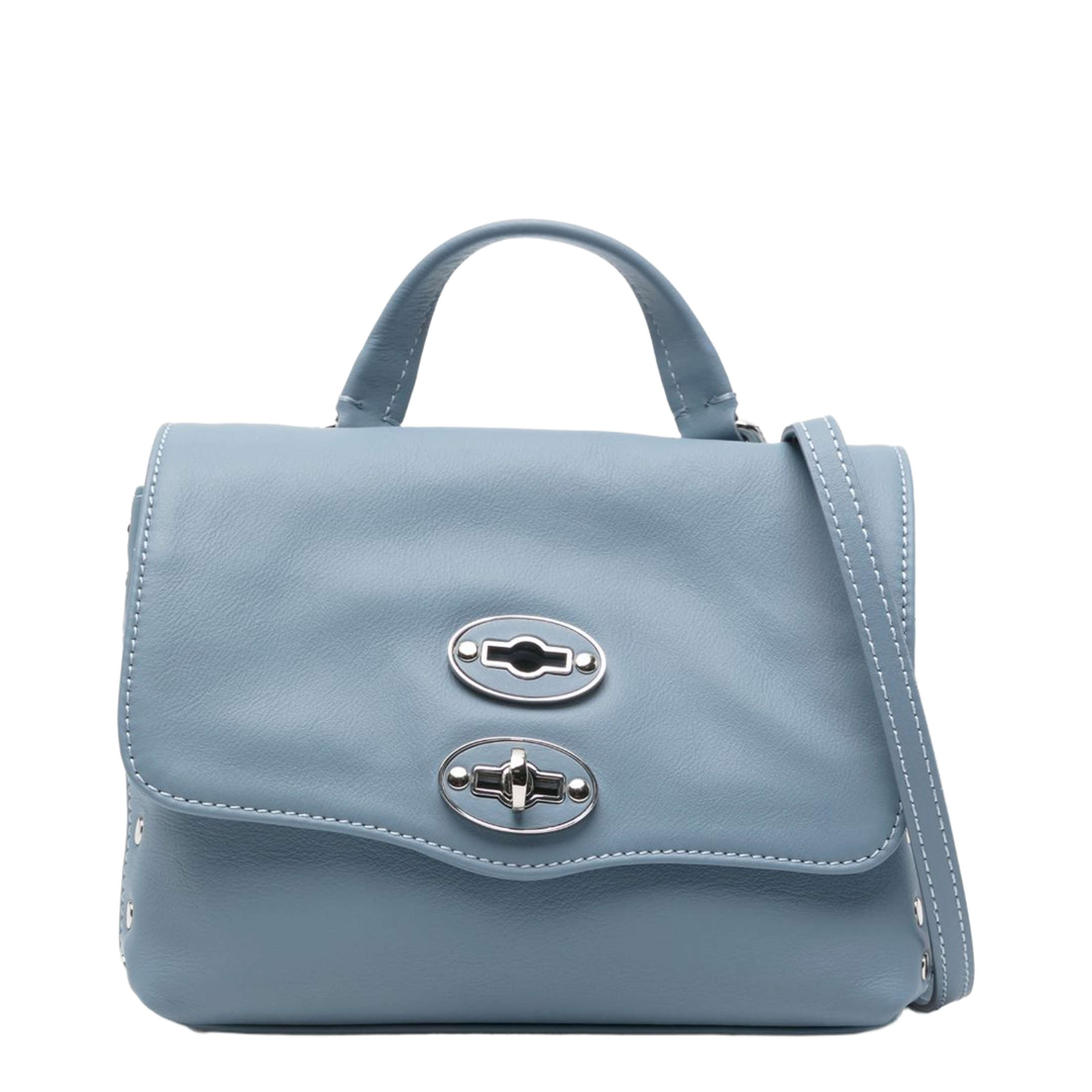 Postina Baby Leather Top-Handle Bag - Clear Blue - Image 1