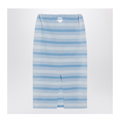 Midi Skirt in Striped Piquet Blue - Image 2