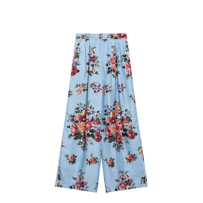 Silk Twill Trousers with Floral Print - Image 1