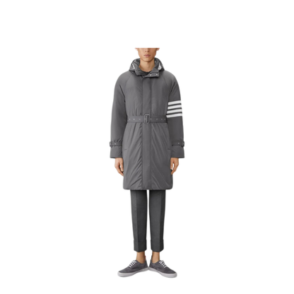Poly Twill 4-Bar Hooded Down Parka with Belt - Image 2
