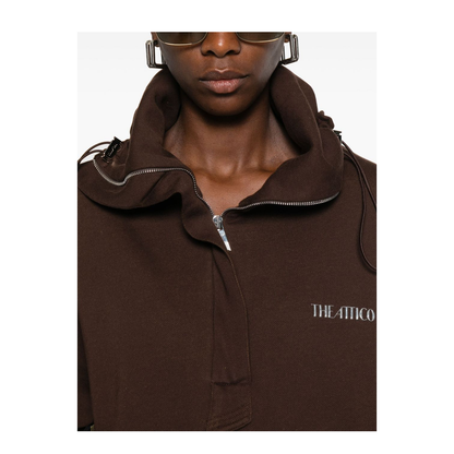 Brown Cotton Anorak Sweatshirt - Image 5