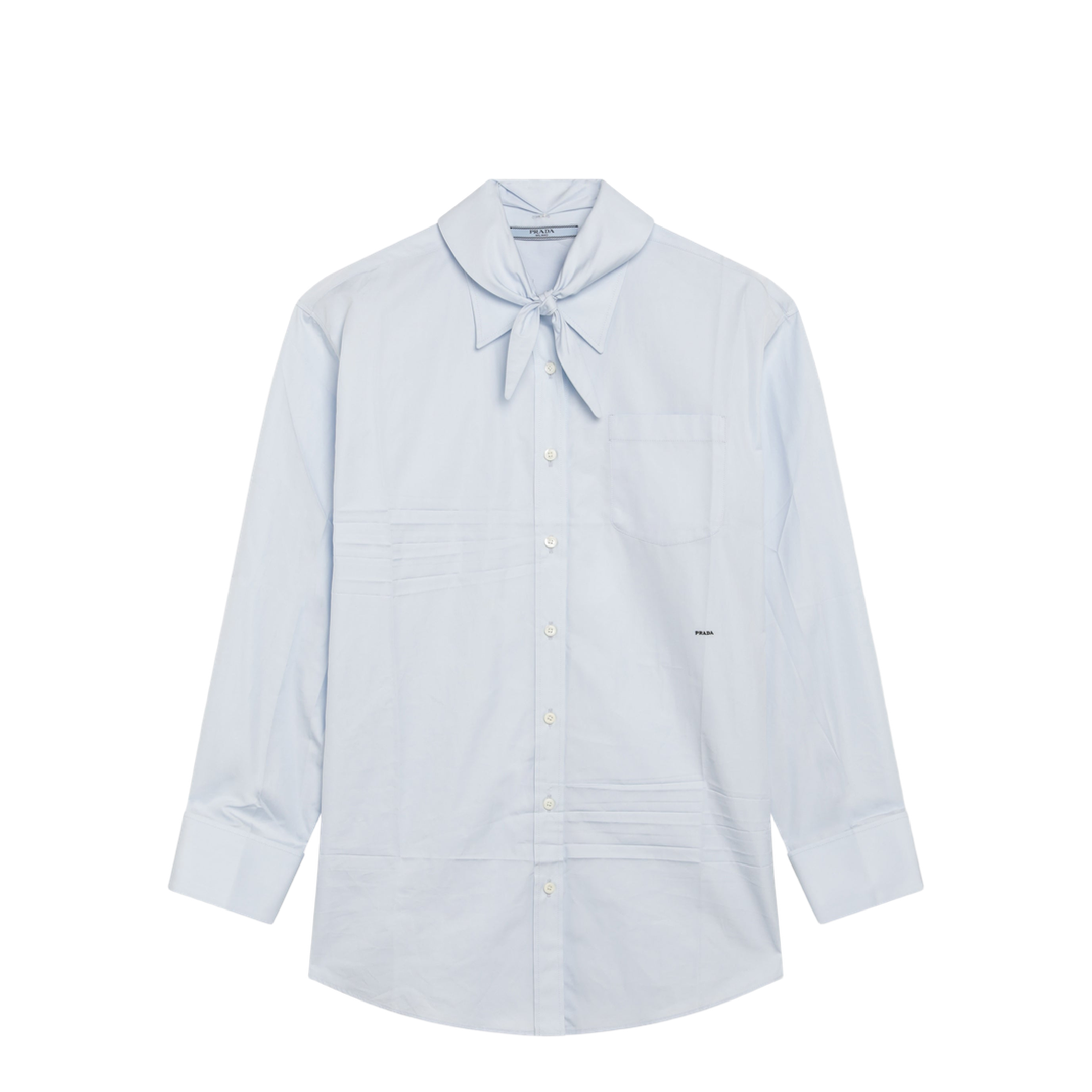 Light Blue Cotton Shirt with Scarf - Image 1