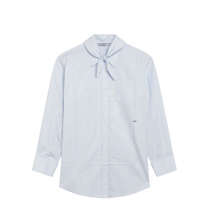 Light Blue Cotton Shirt with Scarf - Image 1