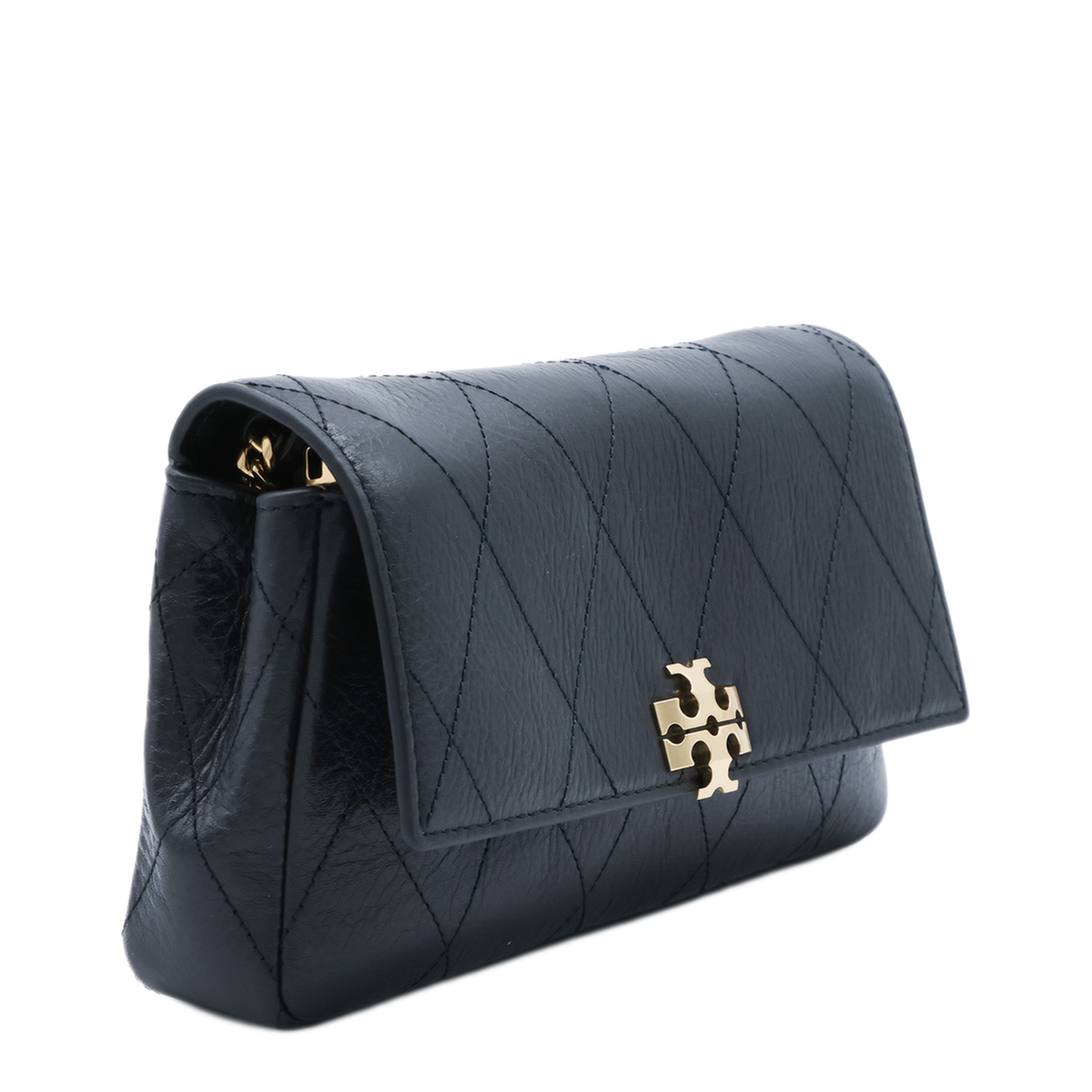 Kira Diamond Quilt Nappa Leather Shoulder Bag - Black - Image 3