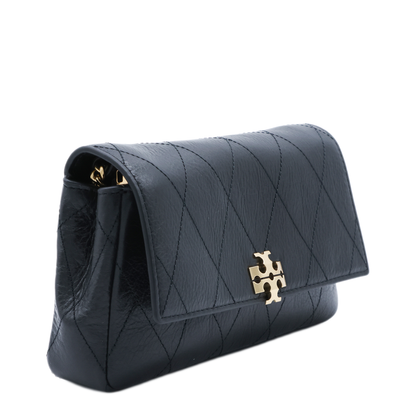 Kira Diamond Quilt Nappa Leather Shoulder Bag - Black - Image 3