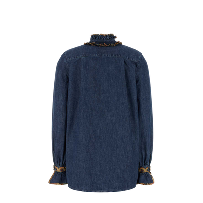 Chambray Denim Embroidered Top - Image 4