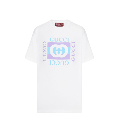 Cotton Jersey T-Shirt with Print in White - Image 1