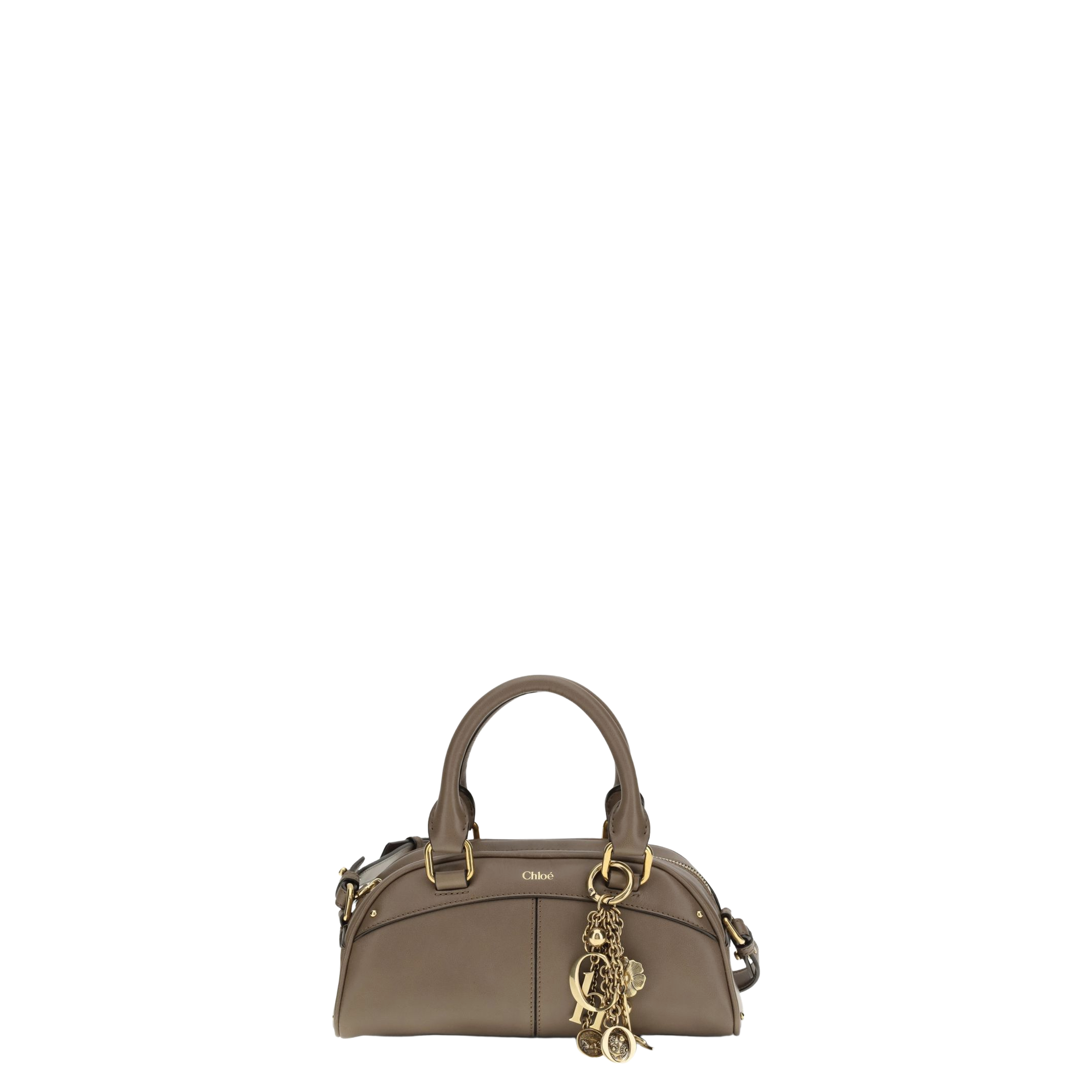 Small Bowling Bag in Soft Leather Beige - Image 1