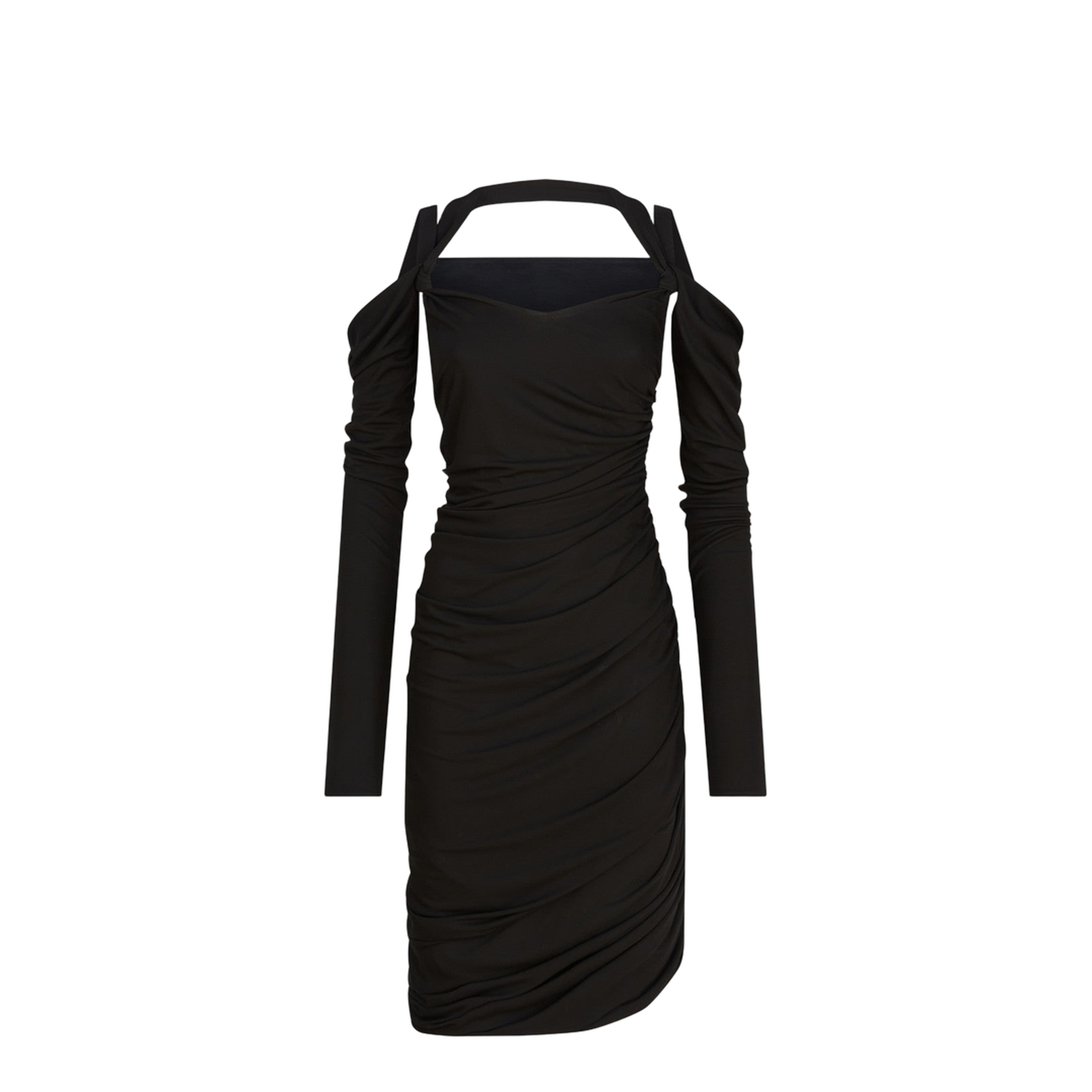 Black Midi Dress in Viscose Crêpe - Image 1