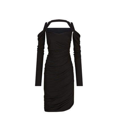 Black Midi Dress in Viscose Crêpe - Image 1