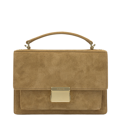 Venezia Small Nubuck & Suede Leather Top-Handle Bag - Cammello - Image 1