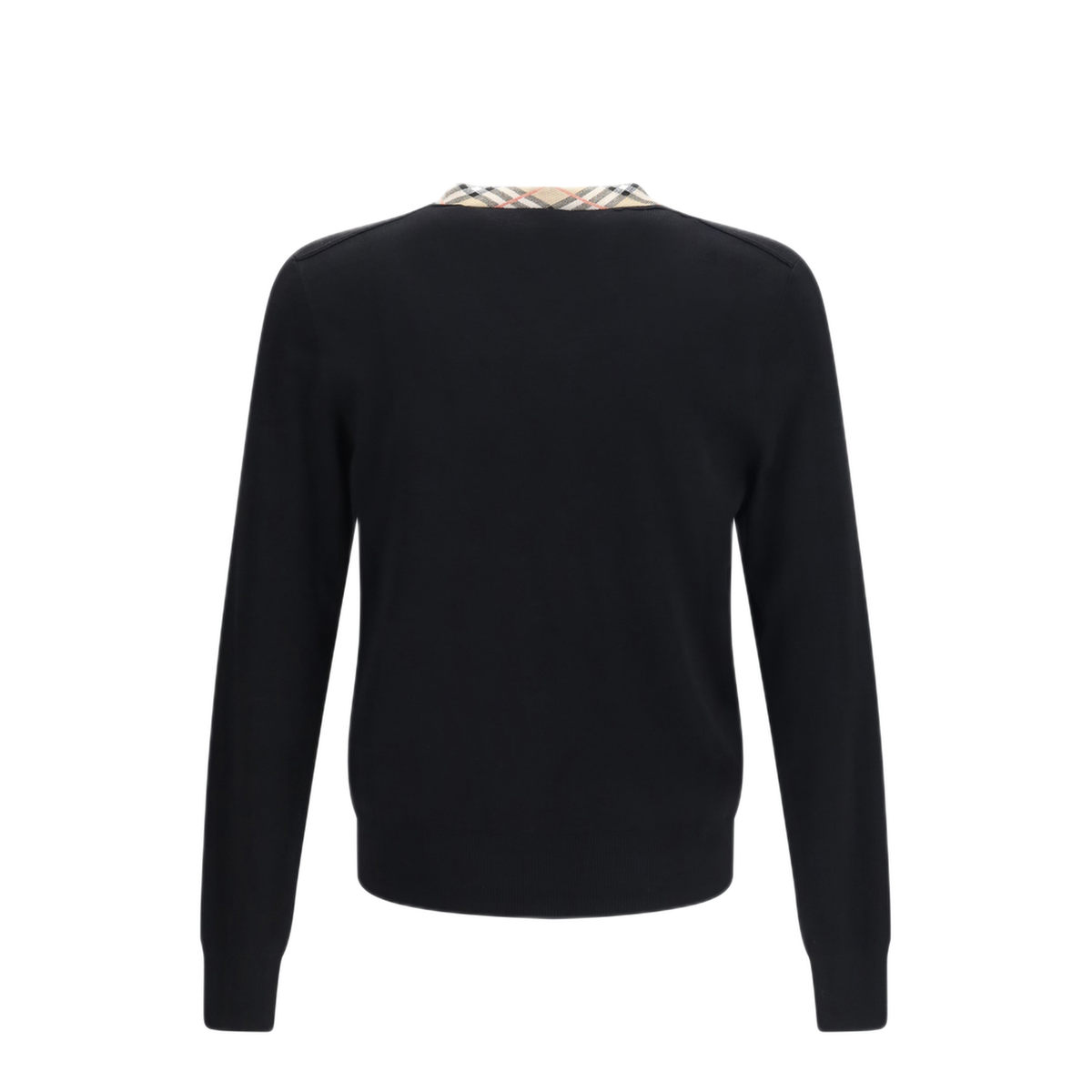 Check Trim Wool Sweater - Image 2