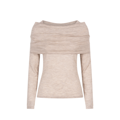 Lightweight Cashmere Sweater with Removable Wrap Detail - Image 1
