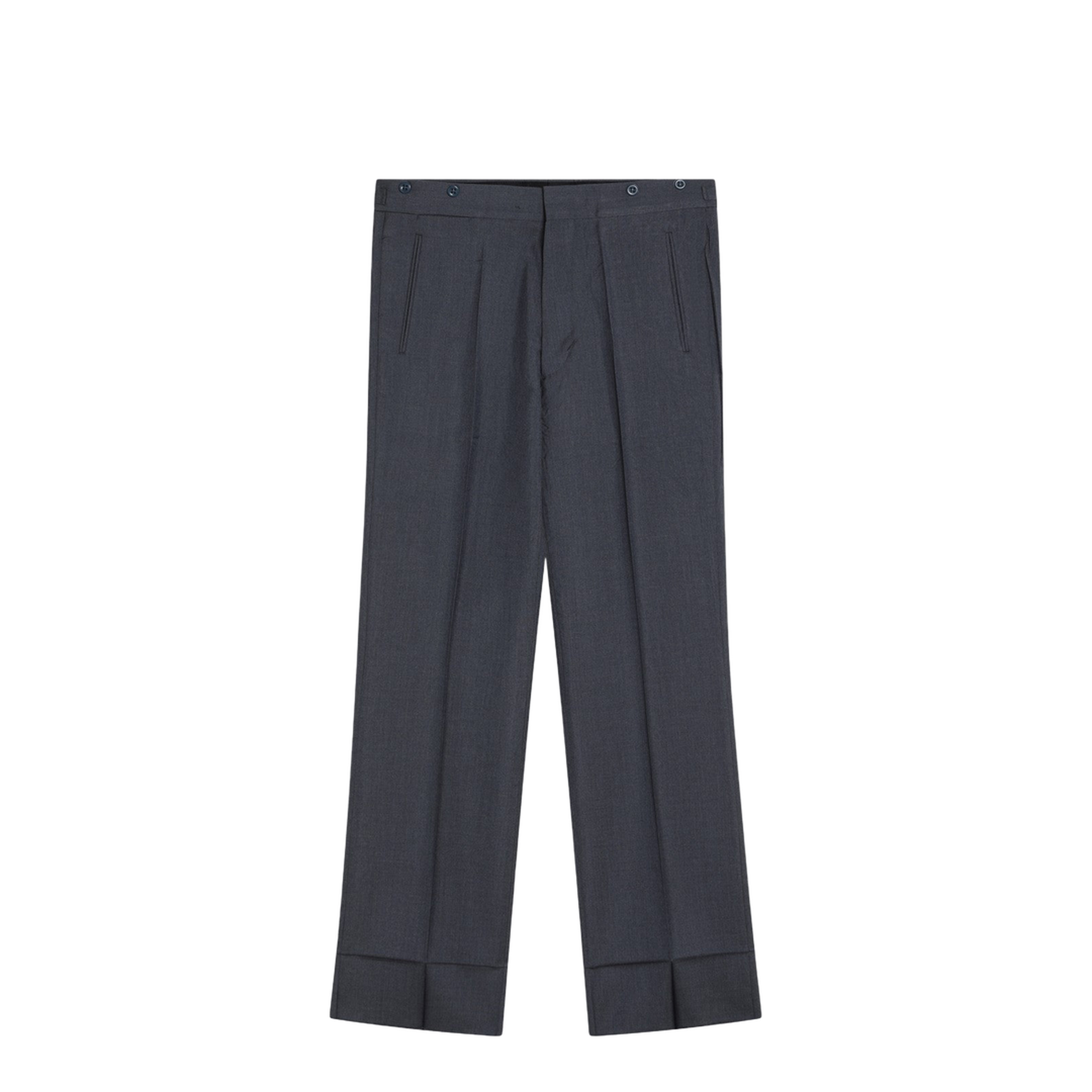 Wide Aviator Blue Mohair and Silk Trousers - Image 1