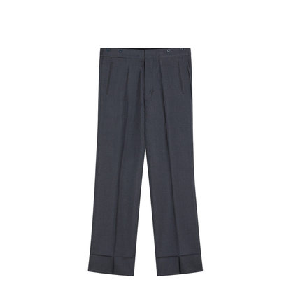 Wide Aviator Blue Mohair and Silk Trousers - Image 1