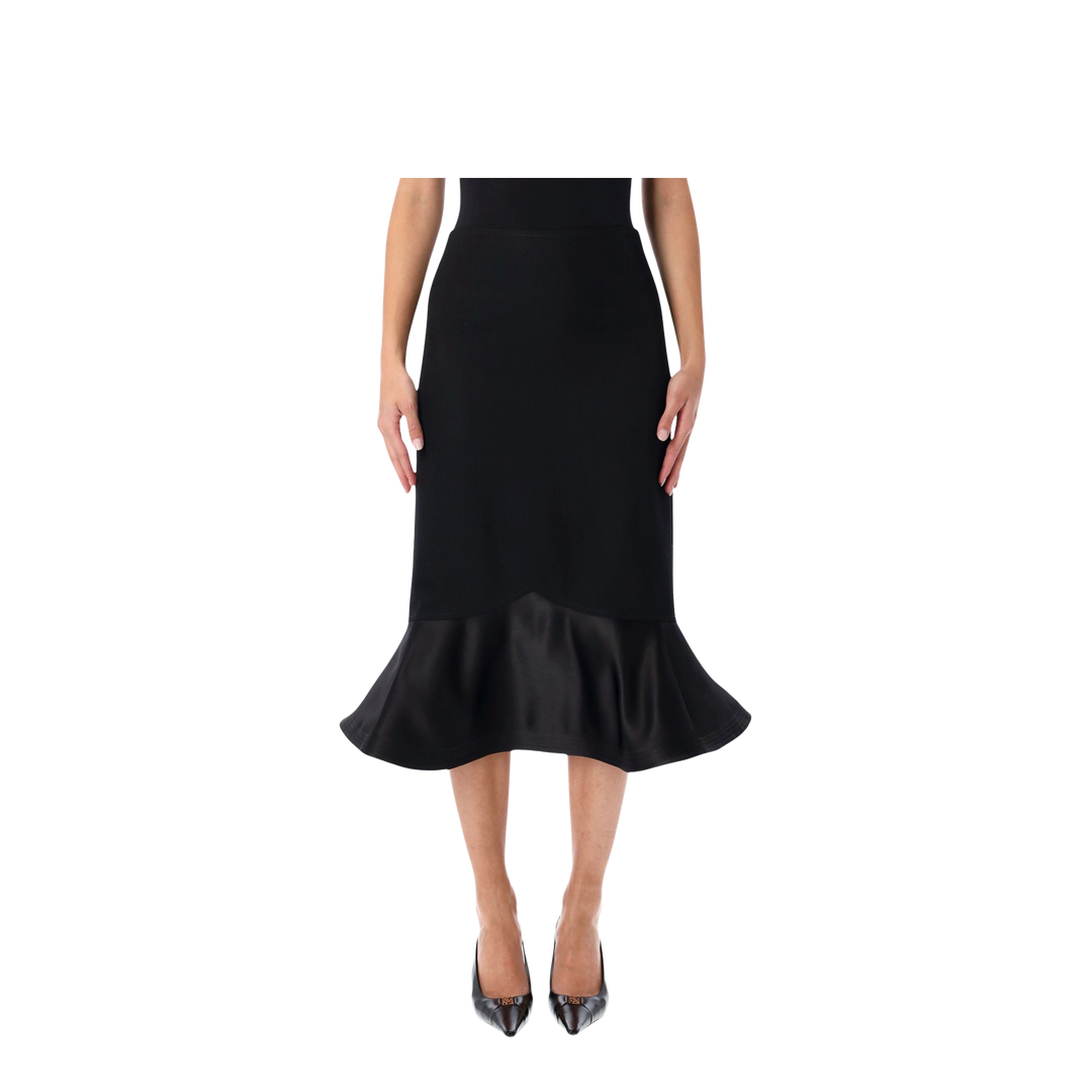 Black Grain de Poudre Wool Skirt - Image 1
