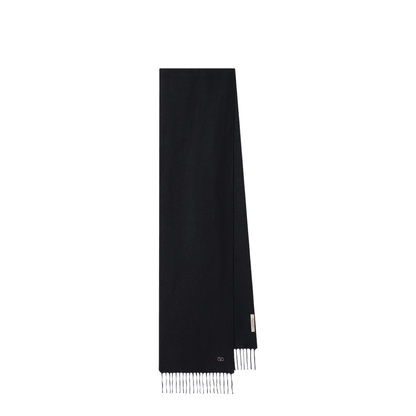 Black Cashmere Scarf with VLogo Detail - Image 1