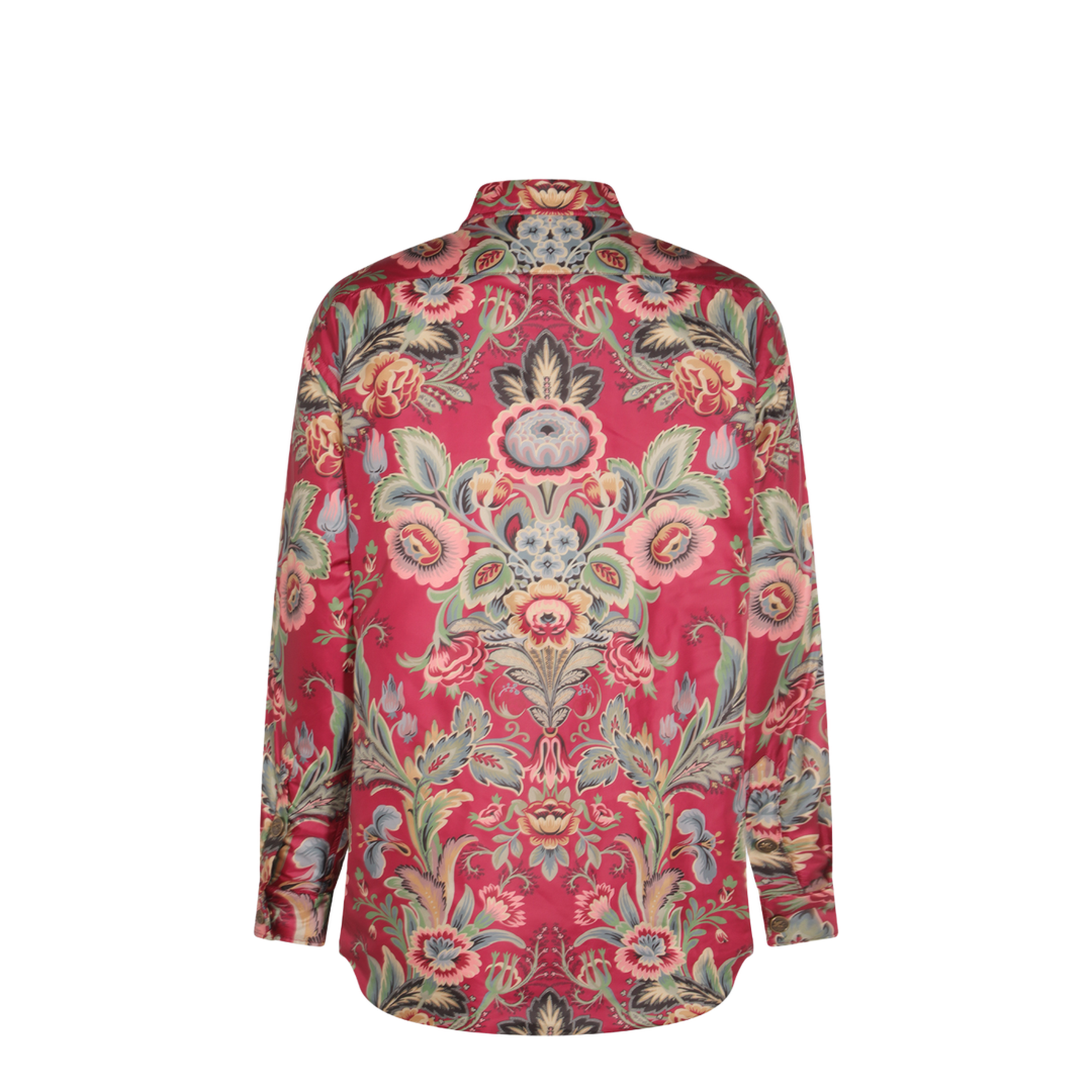 Floral Print Shirt Coat Red - Image 4