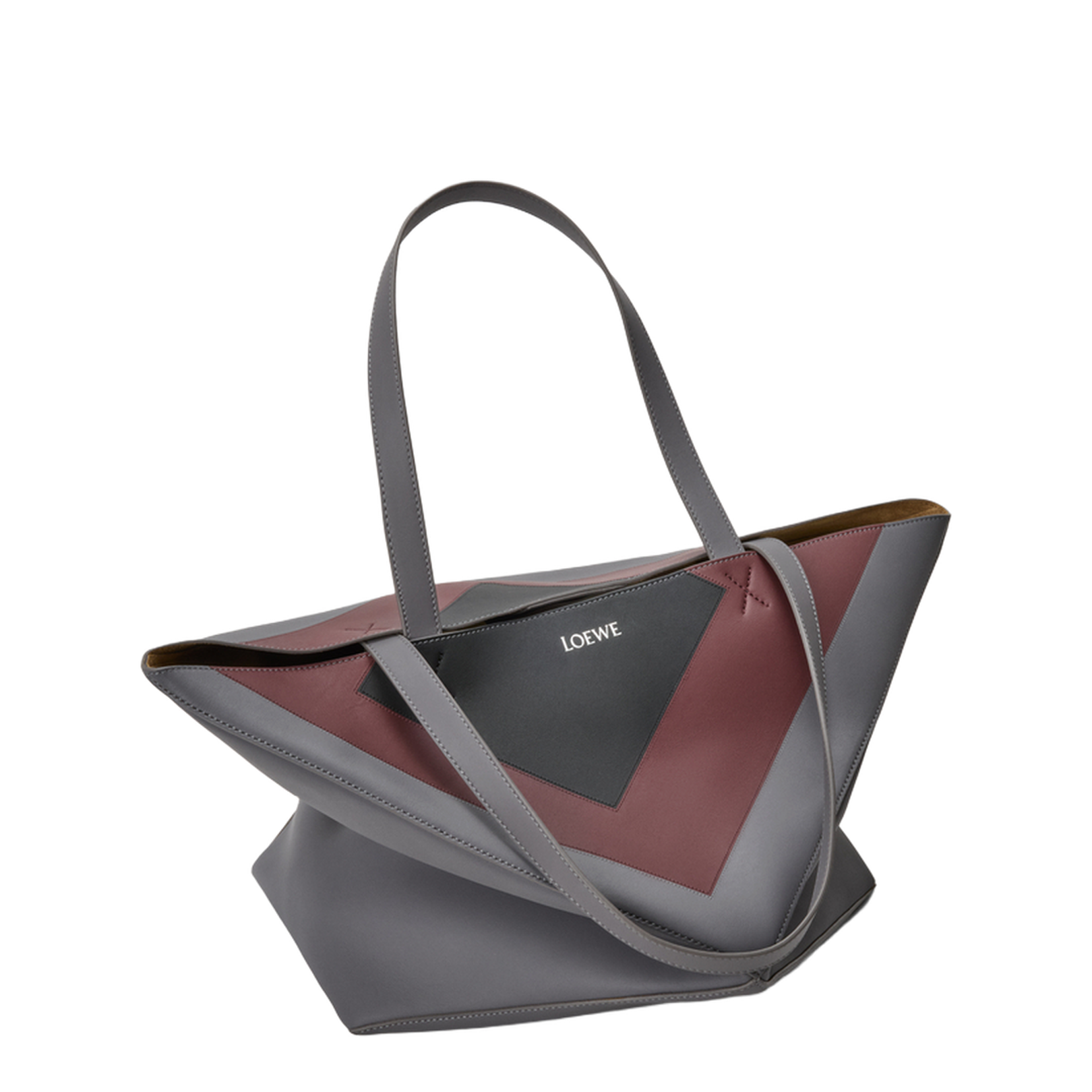 XL Puzzle Fold Tote in Nappa Calfskin Grey - Image 3