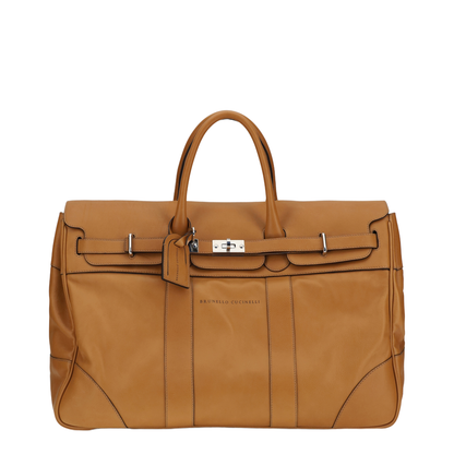 Leather Travel Bag with Logo - Image 1