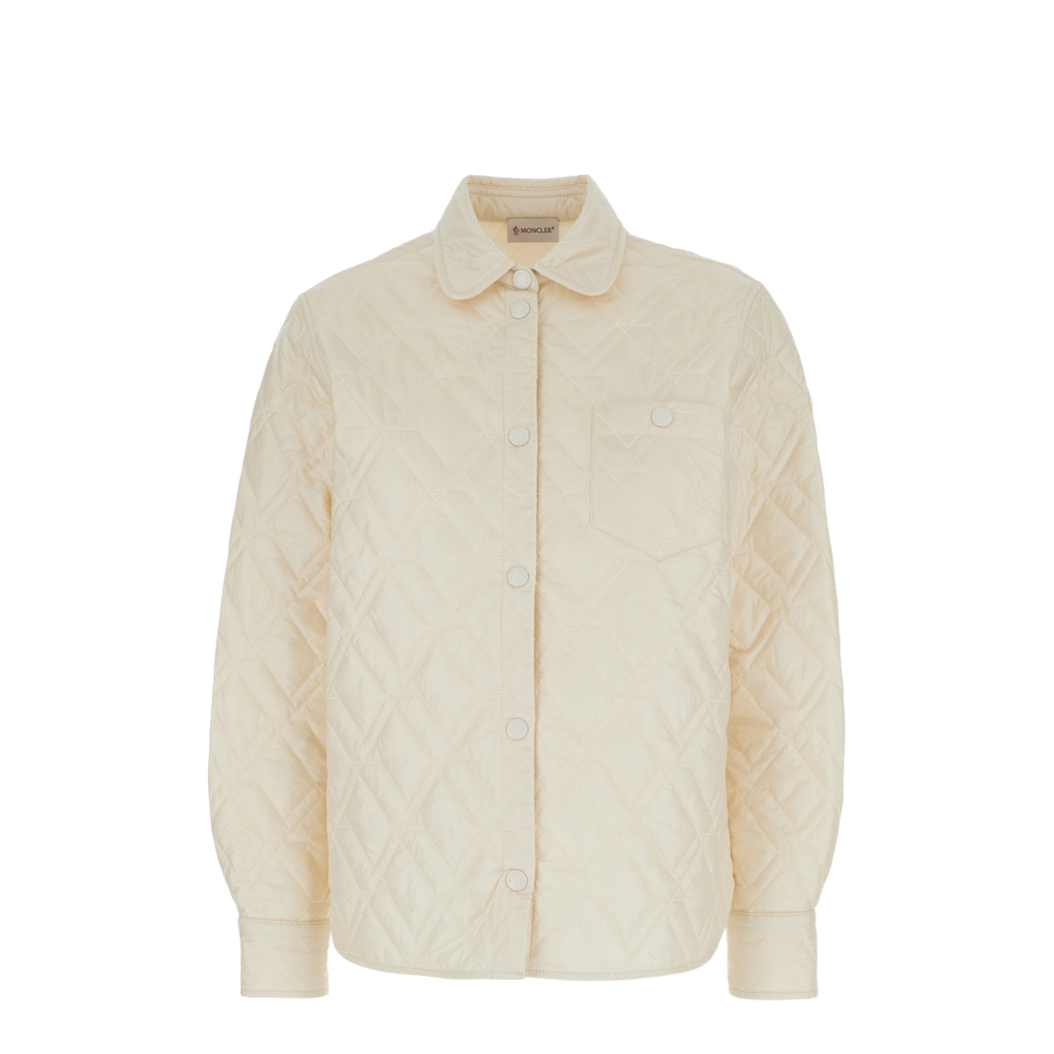 White Ivory Diamond Quilted Padded Shirt Jacket - Image 1
