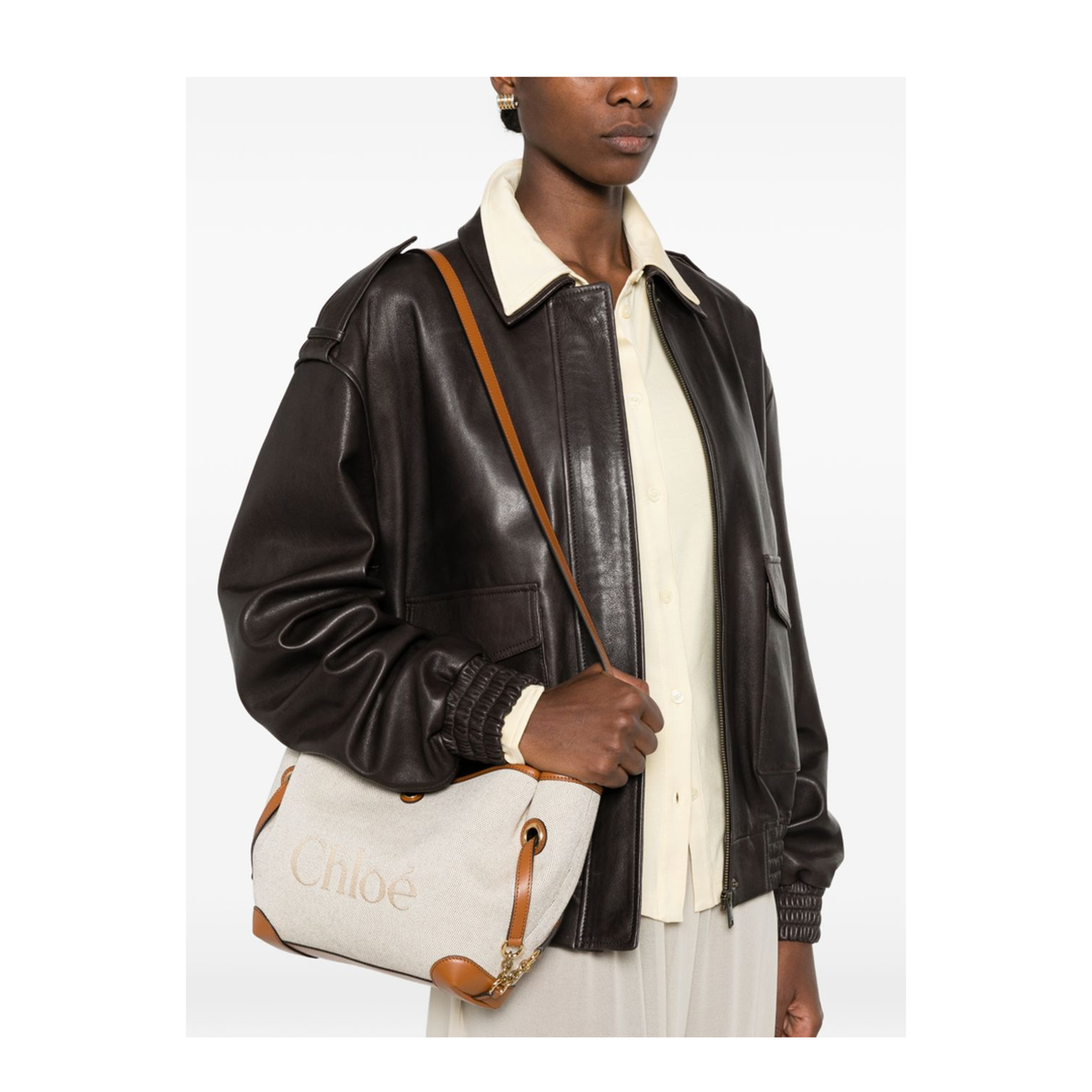 Clover Small Canvas Tote - Clay Brown - Image 3