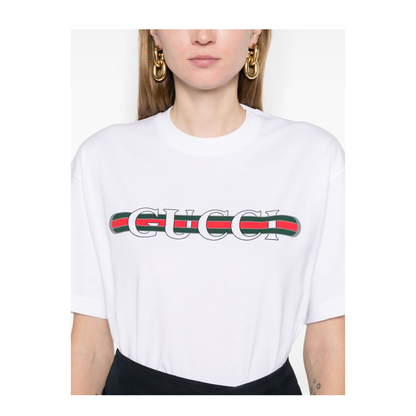 Printed Cotton Jersey T-Shirt in White - Image 5