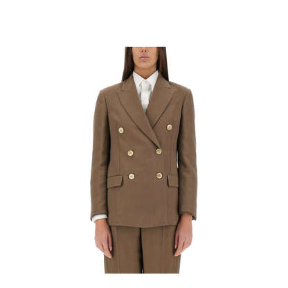Linen Blend Double-Breasted Jacket - Image 1