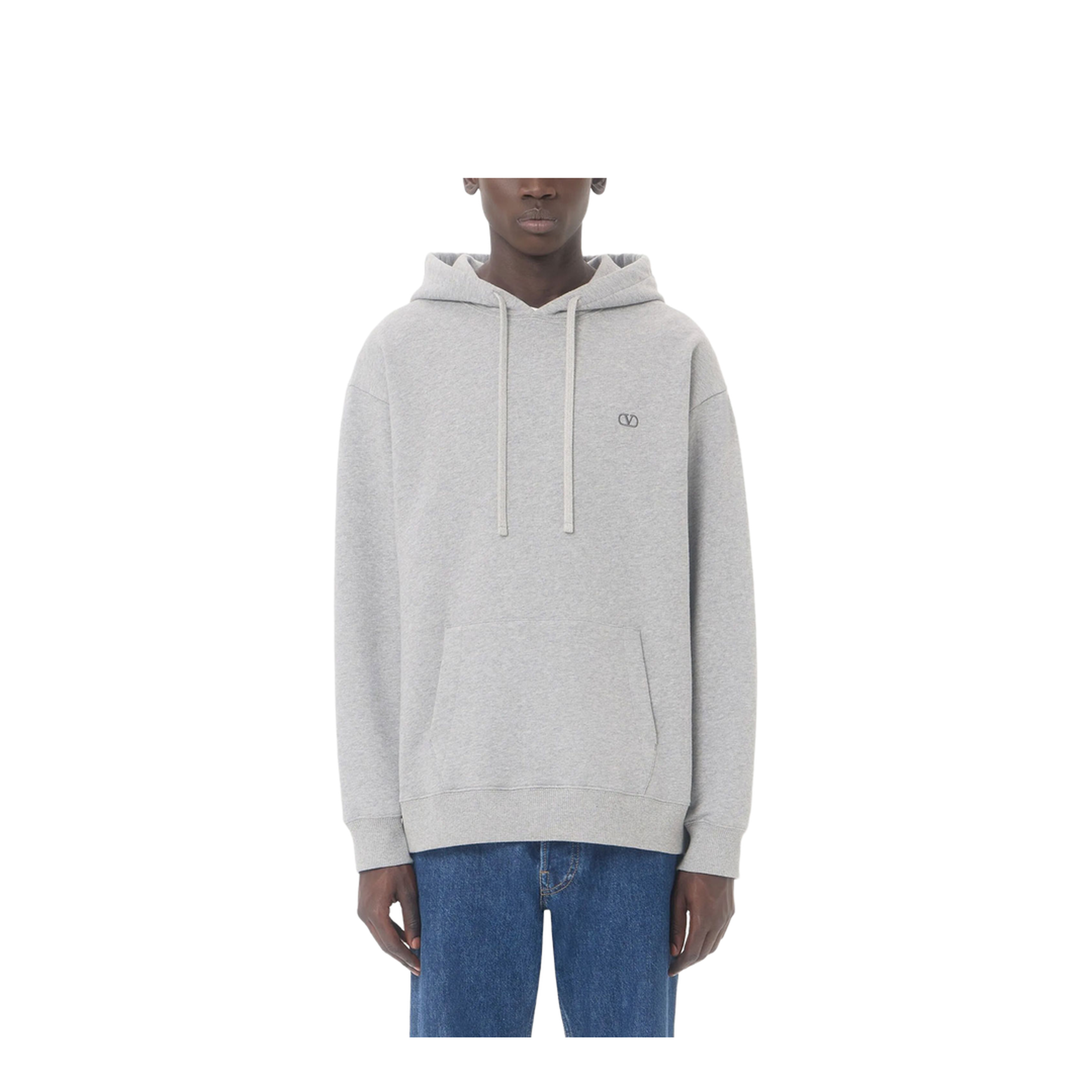Cotton Hoodie with Vlogo Embroidery - Image 3