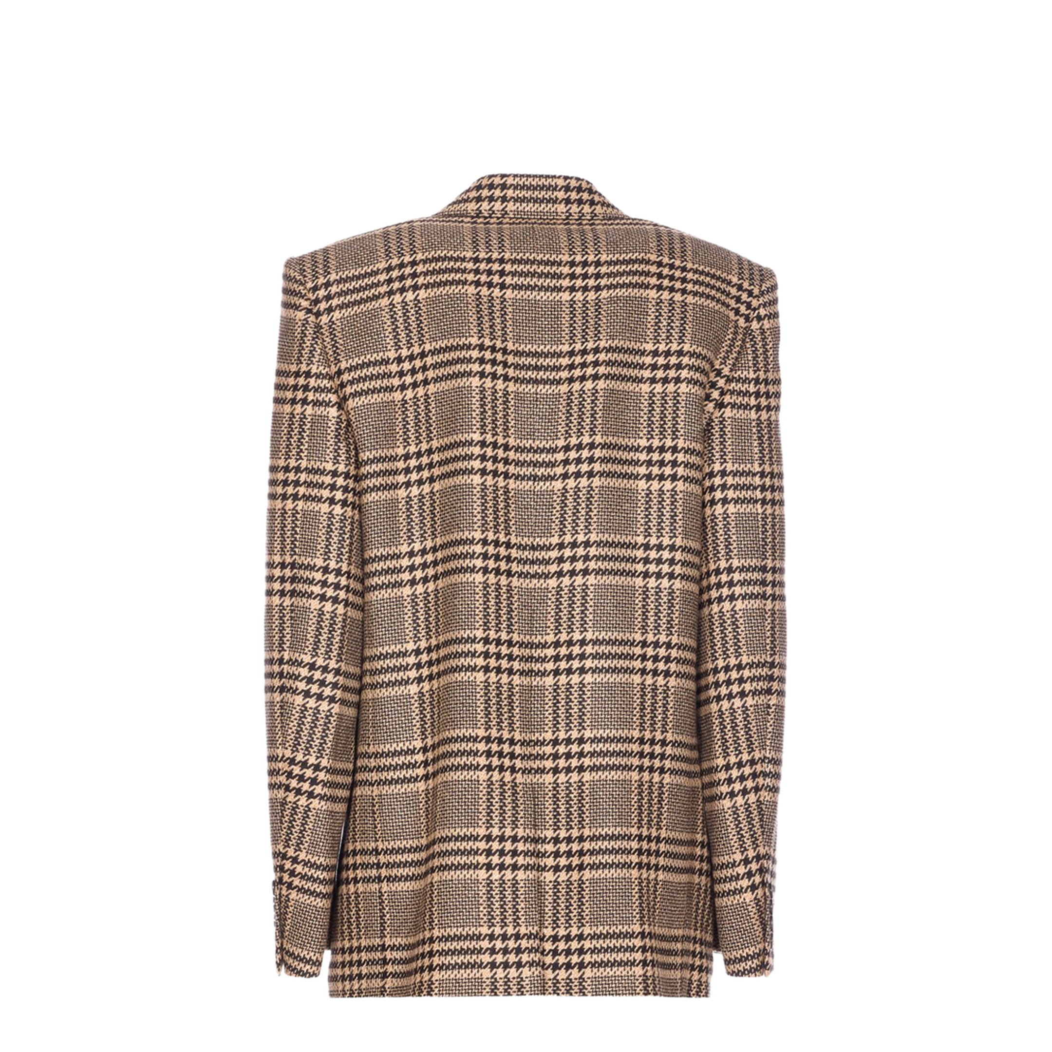 Jacket in Prince of Wales Silk and Cashmere in Black - Image 4