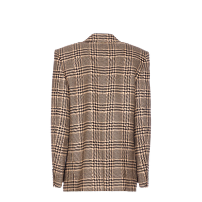 Jacket in Prince of Wales Silk and Cashmere in Black - Image 4